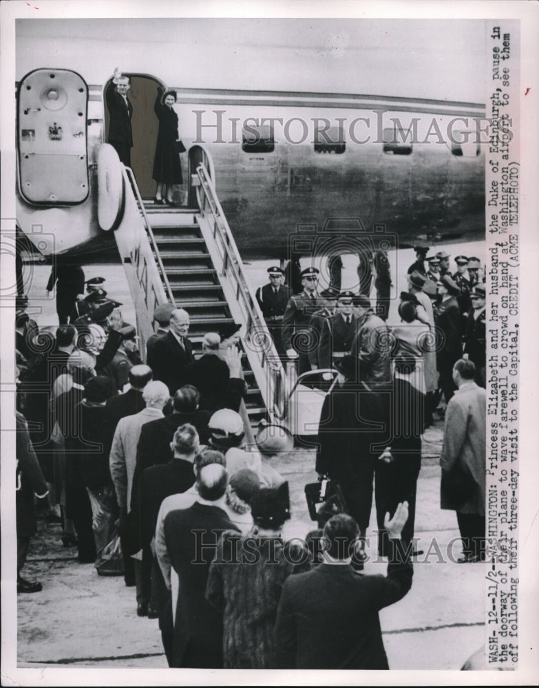 1950 Press Photo Princess Elizabeth &amp; Husband Duke of Edinburgh in Washington - Historic Images