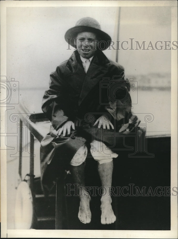 1933 Press Photo Warren Wilson, on Board Rescue Craft - nec11199 - Historic Images