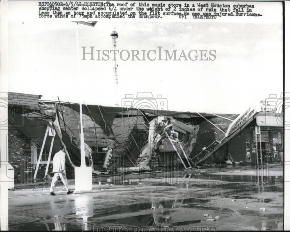 1962 Press Photo West Houston Shopping Center Collapsed Due to Rain - Historic Images