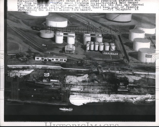 1960 Gas & Oil from Burned out Tanker Amoco Virginia - Historic Images