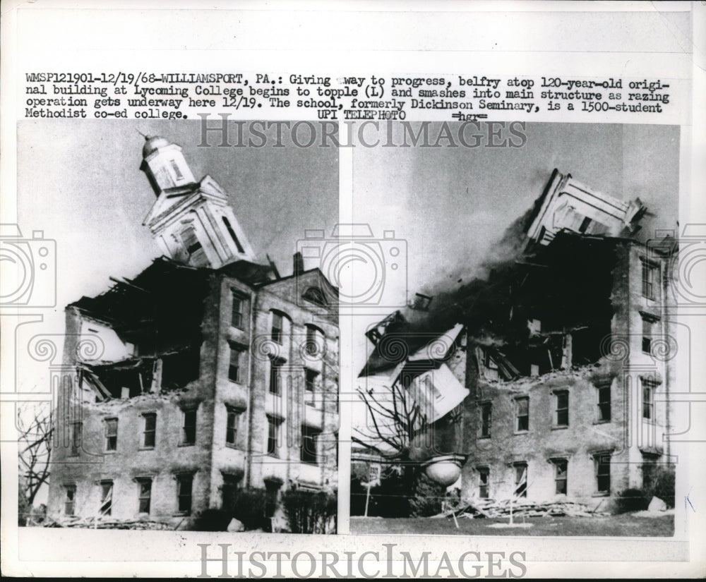 1968 Lycoming College old building topples  - Historic Images