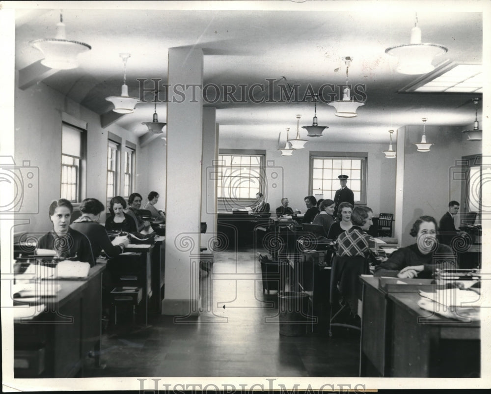 1934 Press Photo Remodeled Staff Room at White House - Historic Images