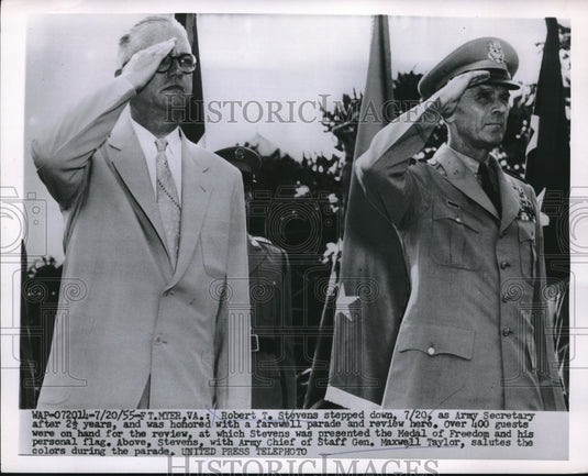 1955 Press Photo Robert T. Stevens Stepped down as Army Secretary - Historic Images