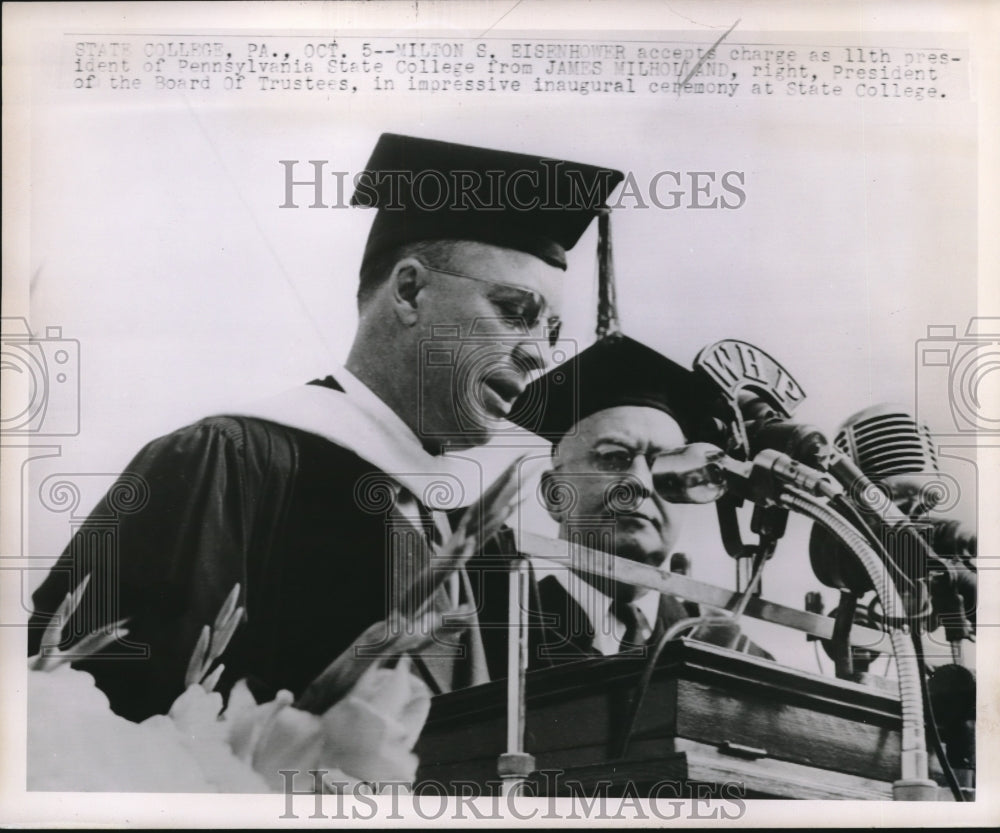 1950 Press Photo Milton S. Eisenhower Pennsylvania College james Milholland - Historic Images