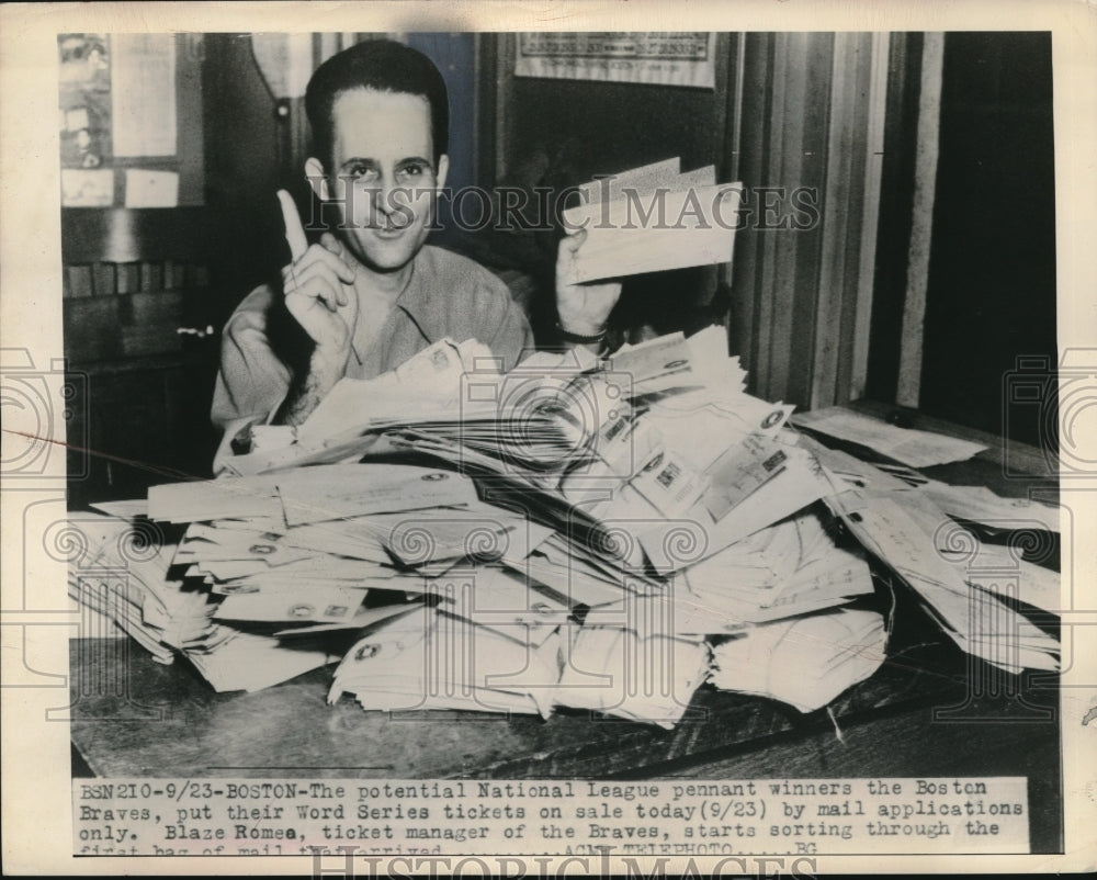 1948 Blaze Rome, ticket manager of the Boston Braves - Historic Images