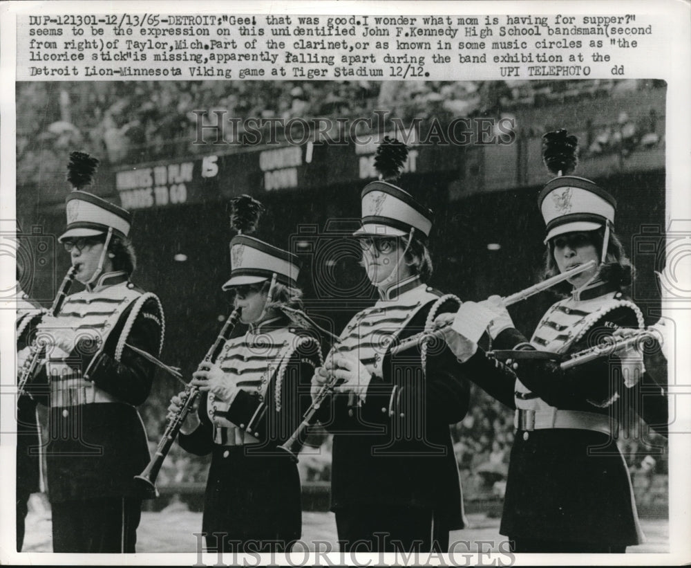 1965 Press Photo John f. Kennedy High school bandsman - Historic Images