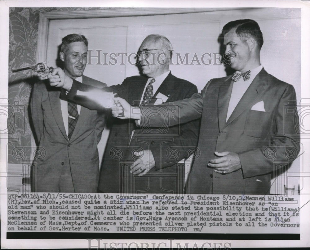 1955 Press Photo Governor&#39;s Conference In Chicago Williams, Aronson, Herter - Historic Images