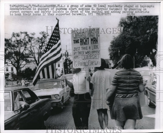 1970 Residents Demonstrate in Support of G. Harrold Carswell - Historic Images