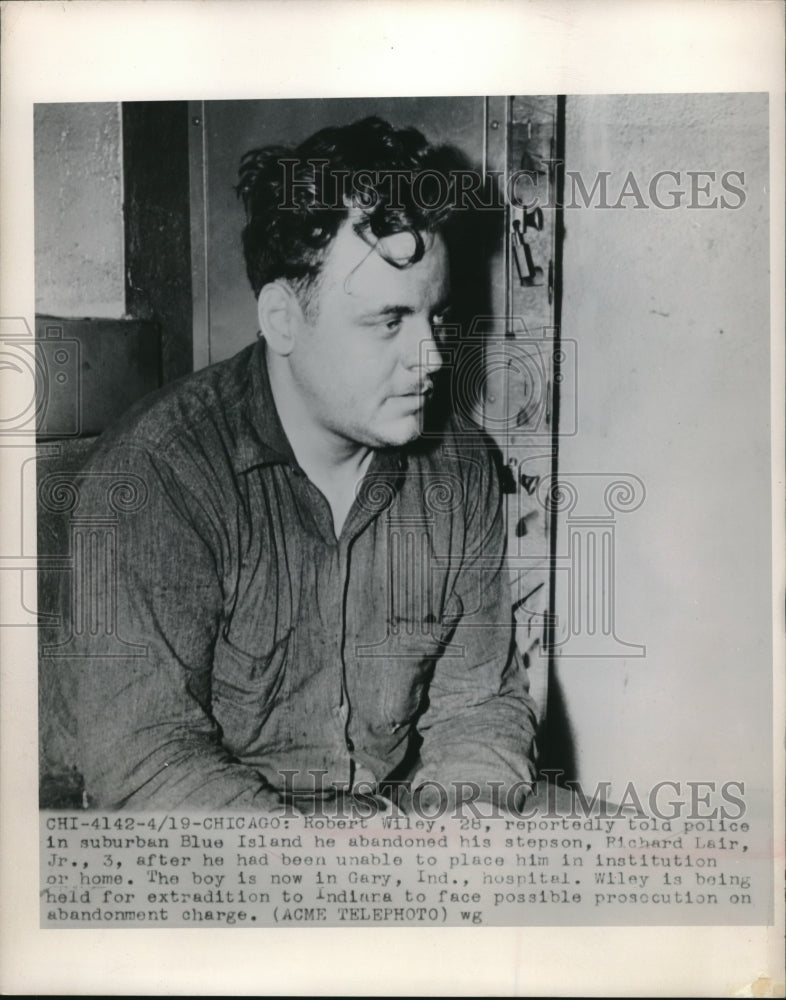 1949 Press Photo Robert Wiley Deadbeat Dad Facing Abandonment Charge For Son - Historic Images