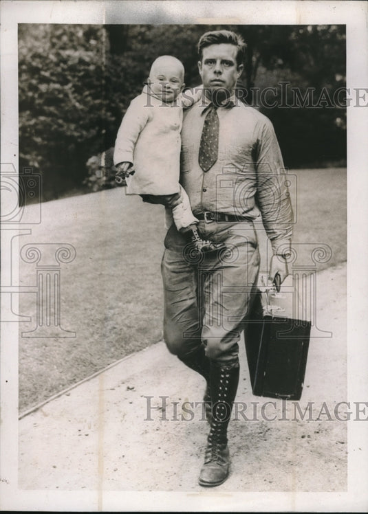 1938 Peter Paul Bell Farmer With Baby Son On Road Looking For Work - Historic Images