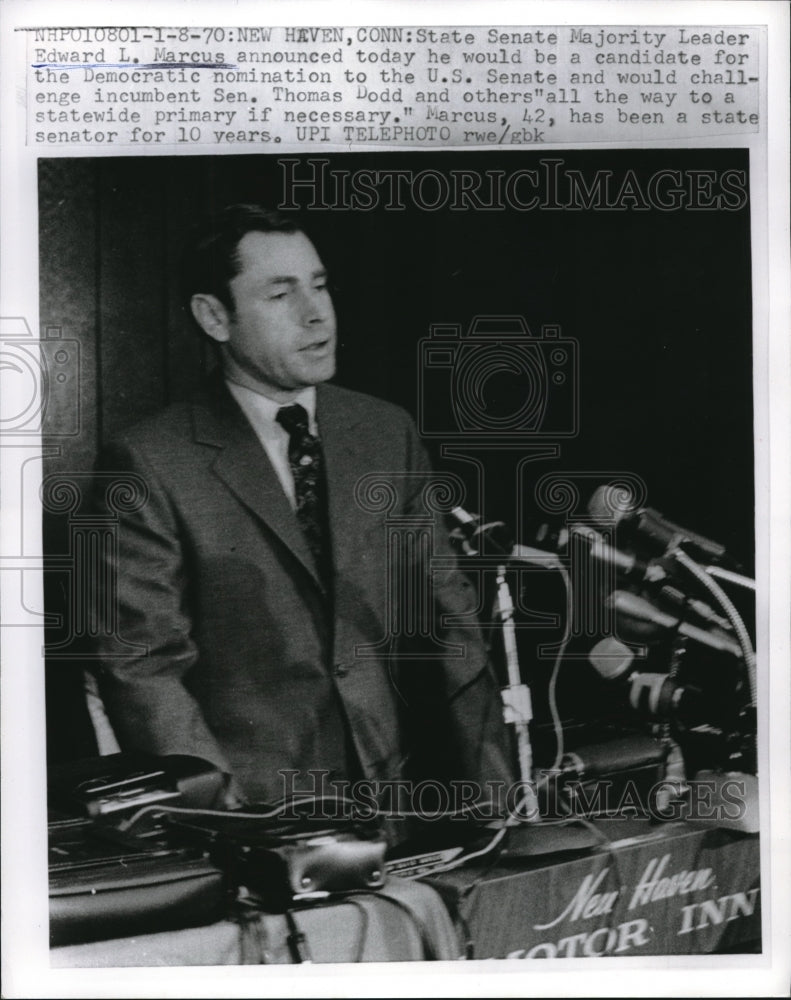 1970 Press Photo Democratic Senate Candidate Edward Marcus Was Dodd Challenger-Historic Images