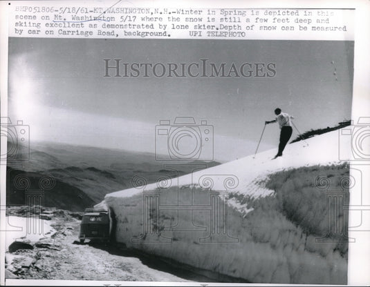 1961 Spring Depicted in Mount Washington Snow Measured by Car - Historic Images