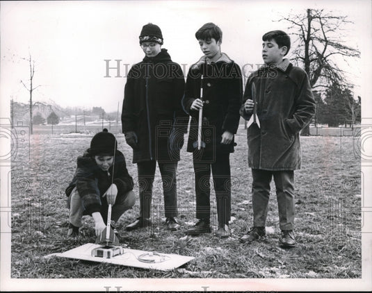 Press Photo Rocket Firing at Mapledale School Nick Cerri Firing Rocket - Historic Images