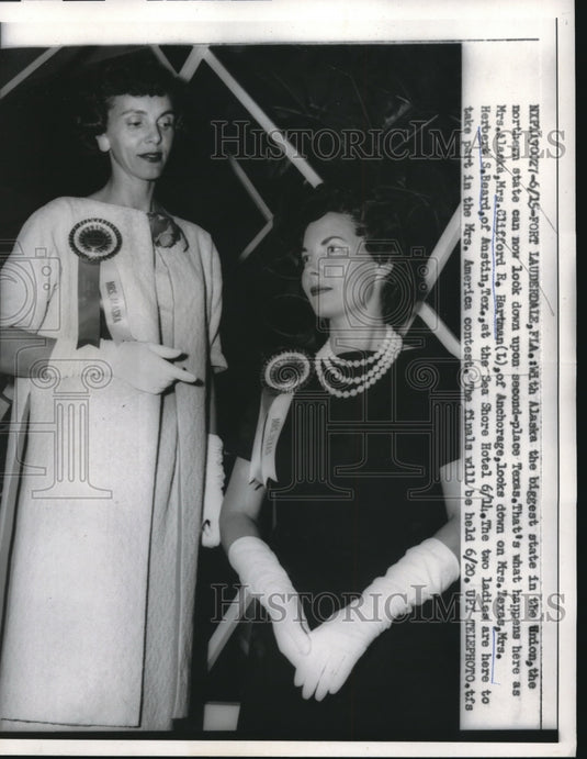 1959 Press Photo Mrs Clifford R Hartman Mrs Alaska at Mrs America Pageant - Historic Images