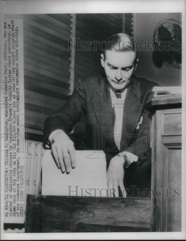 1949 Press Photo William Remington Suspended Commerce Dept Official Indicted Per-Historic Images