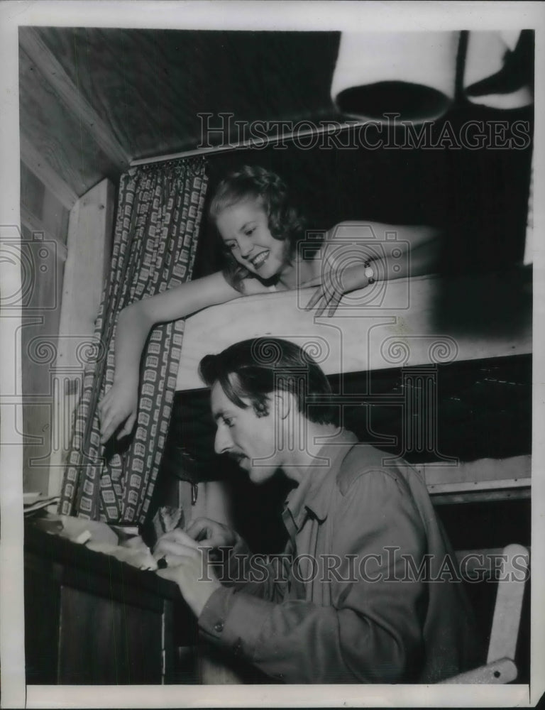 1948 Press Photo Swedish Movie Producer makes movie &amp; uses ambulance as studio - Historic Images