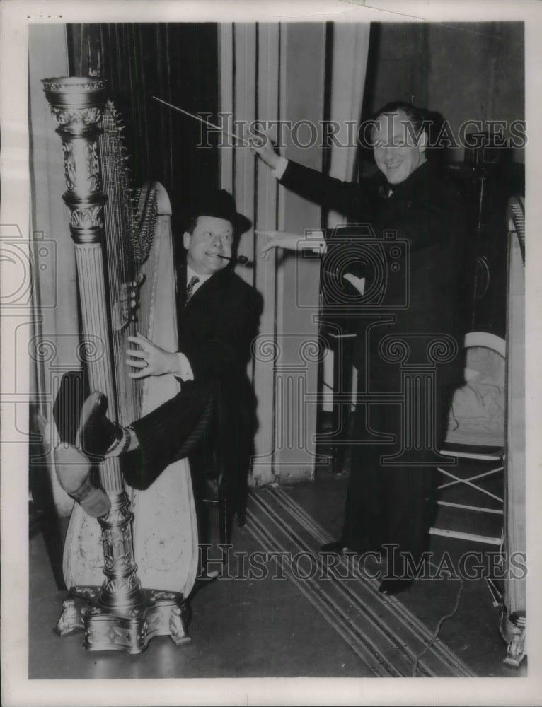 1937 Conductor Larry Marsh &amp; Comedian Al Pearce Watch the Fun Go By - Historic Images