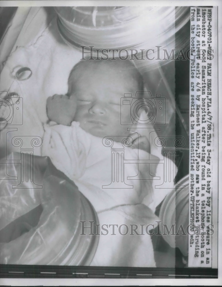 1958 Premature Abandoned Baby Boy Found At Church Lies In Incubator - Historic Images