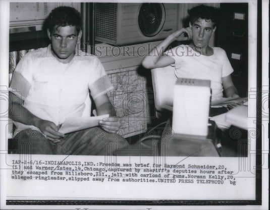 1956 Raymond Schneider Warner Yates Hillsboro Prison Teen Escapees - Historic Images