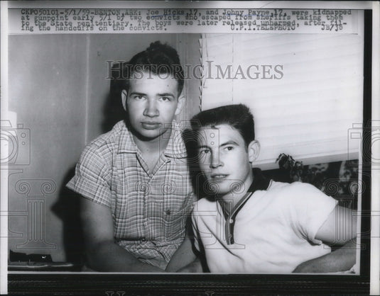 1959 Press Photo Joe HIcks Johnny Payne Teens Kidnapped By Convict Escapees - Historic Images