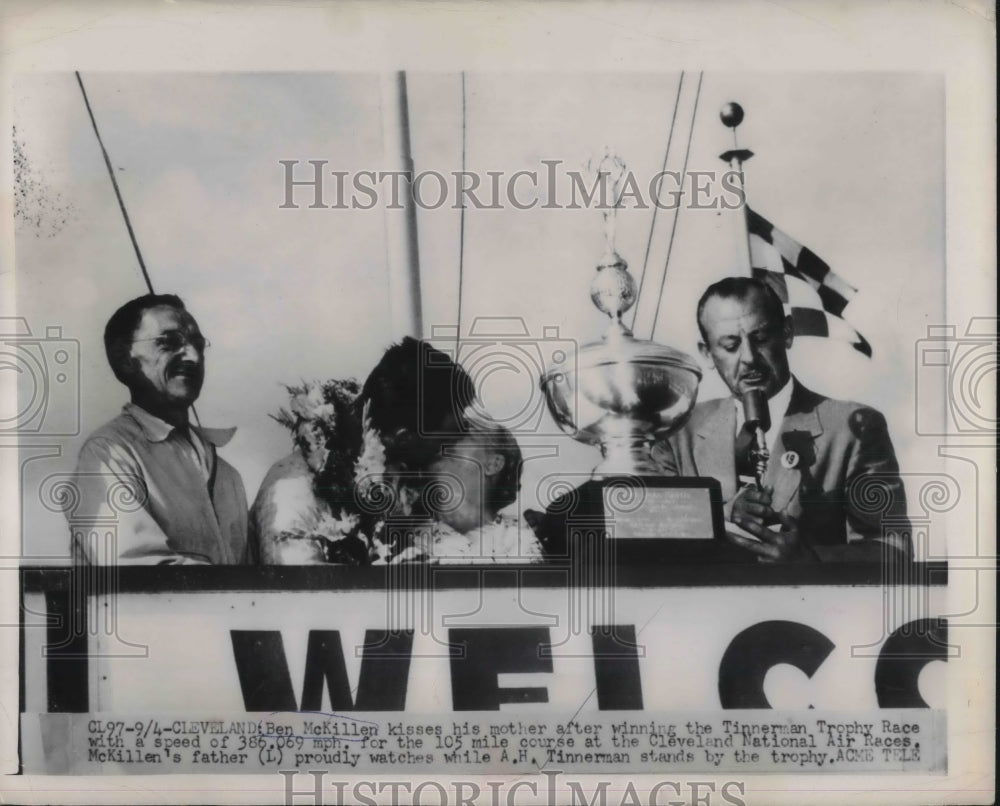 1948 Press Photo Ben McKillen &amp; Mother After Winning Tinnerman Trophy Air Race - Historic Images