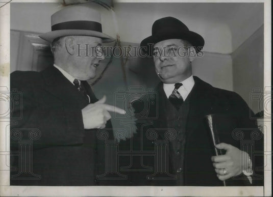 1937 Press Photo William Green and George Harrison in Peace Talks - Historic Images