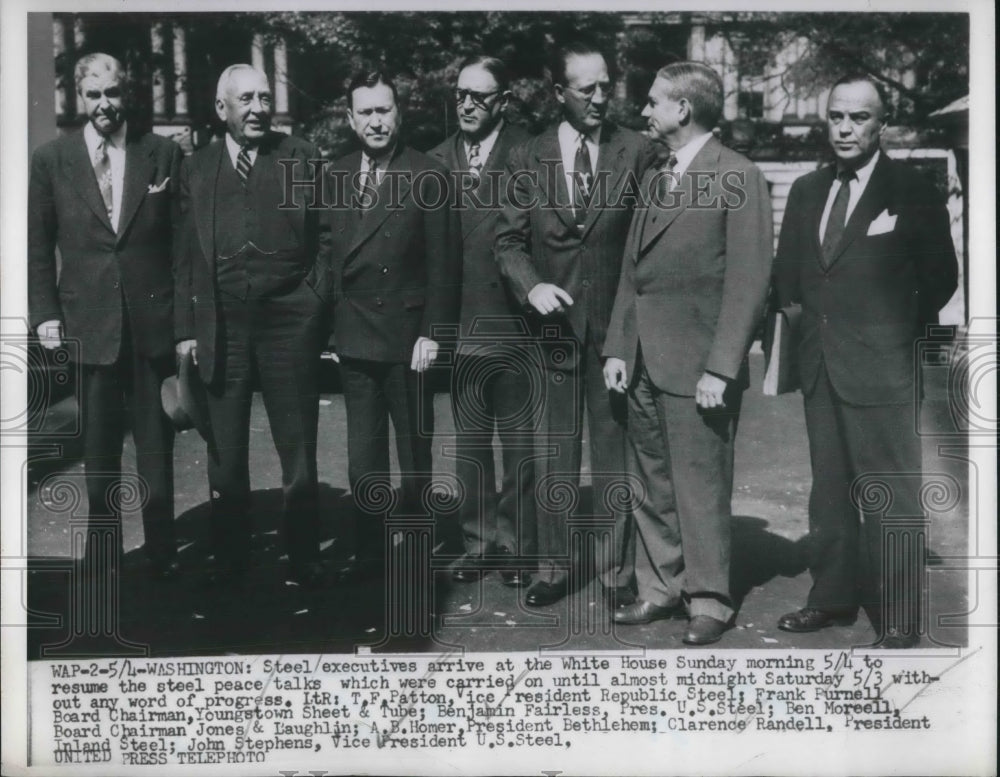 1952 Press Photo Steel Executives, Patton, Purnell, Fairless, Moreell, Homer - Historic Images