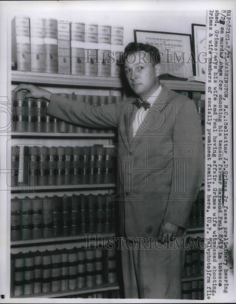 1957 Solicitor JD Grimes Faces Preliminary Hearing On Murder Charge - Historic Images