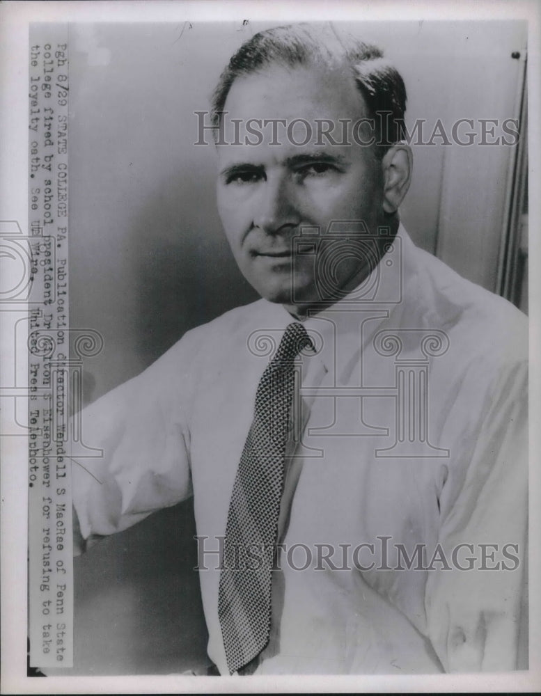 1952 Press Photo Publication Director Wendell MacRae of Penn State College - Historic Images