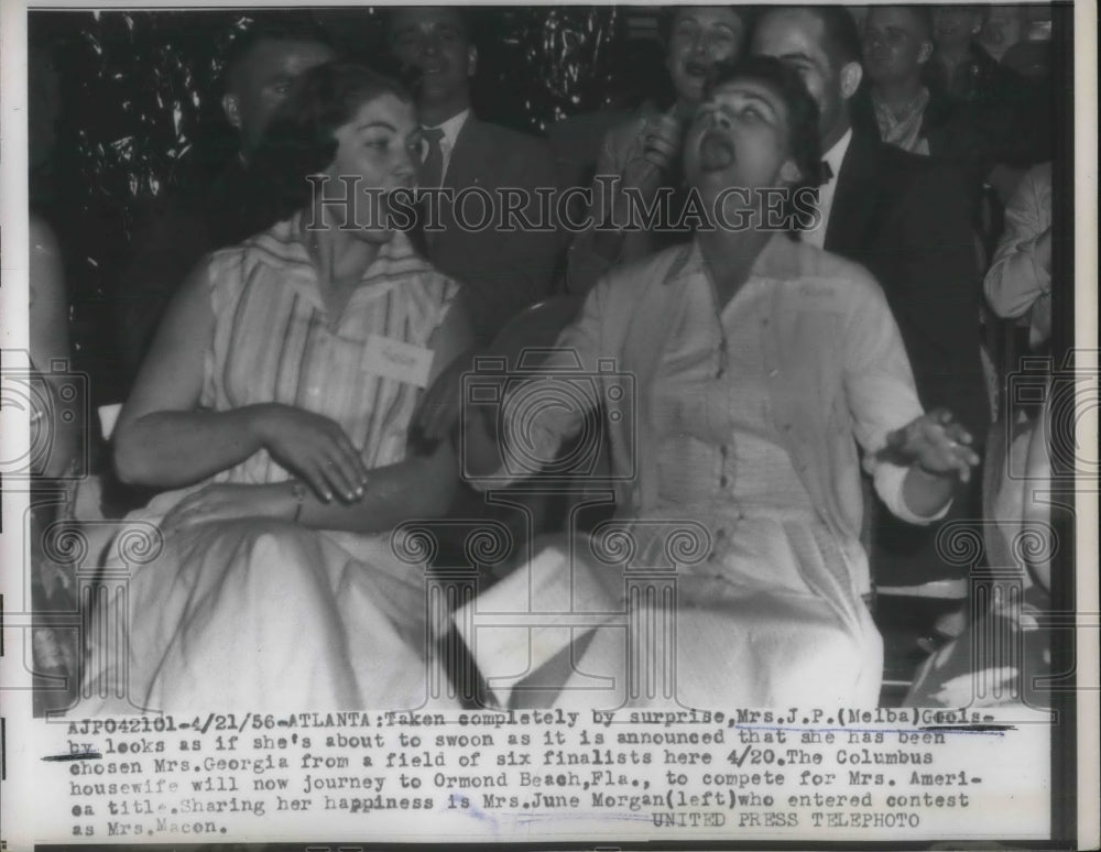 1956 Press Photo Melba Goolsby Faints When Picked To Compete for Mrs. America - Historic Images