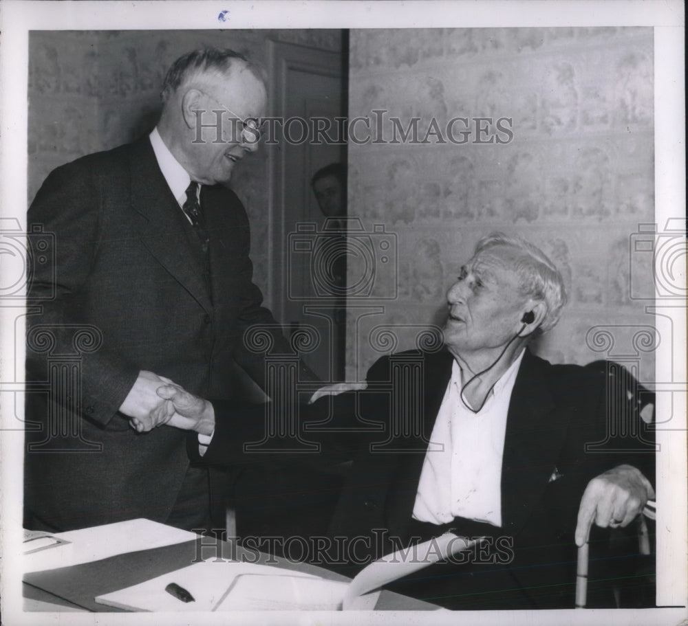 1944 AFL President William Green Meets with Member William Mahon - Historic Images