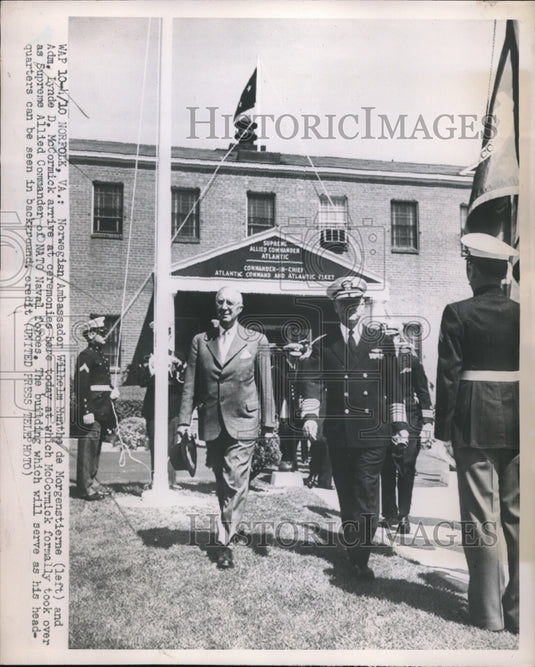 1952 Wilhelm Munthe de Morgenstierne and Admiral Lynde D. McCormick - Historic Images