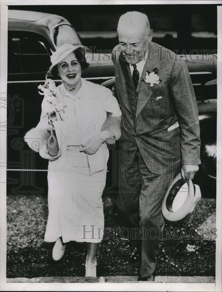 1936 Press Photo Ohio Governor George White And His Bride Happy After Wedding - Historic Images