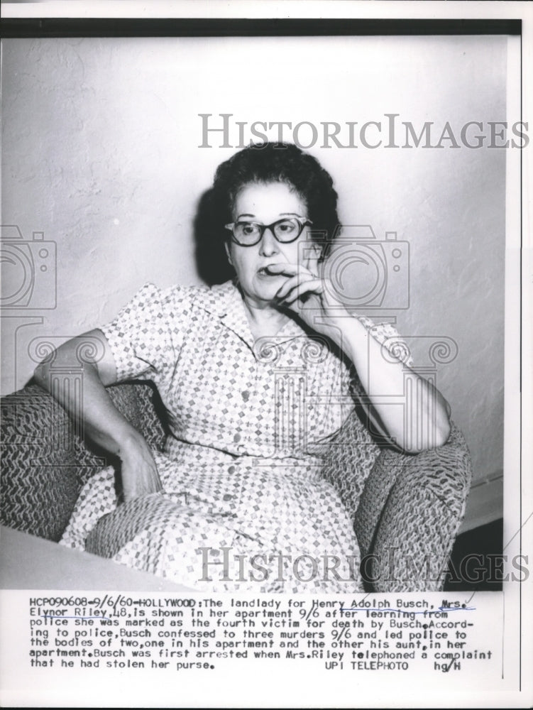 1960 Press Photo Elynor Riley Landlady For Henry Adolph Busch After Notified-Historic Images