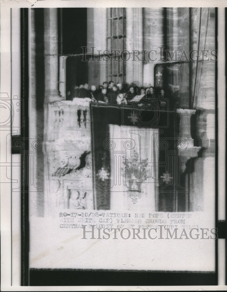 1958 Press Photo New Pope John on Central Balcony at Vatican - Historic Images