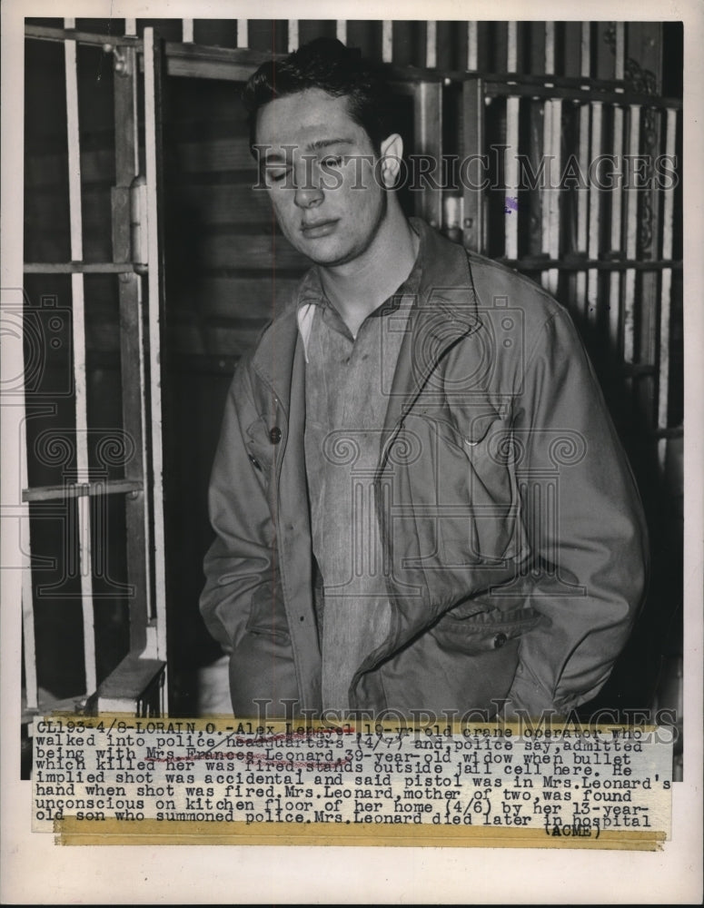 1948 Press Photo Alex Lengyel, 19, was with Frances Leonard when she was shot - Historic Images