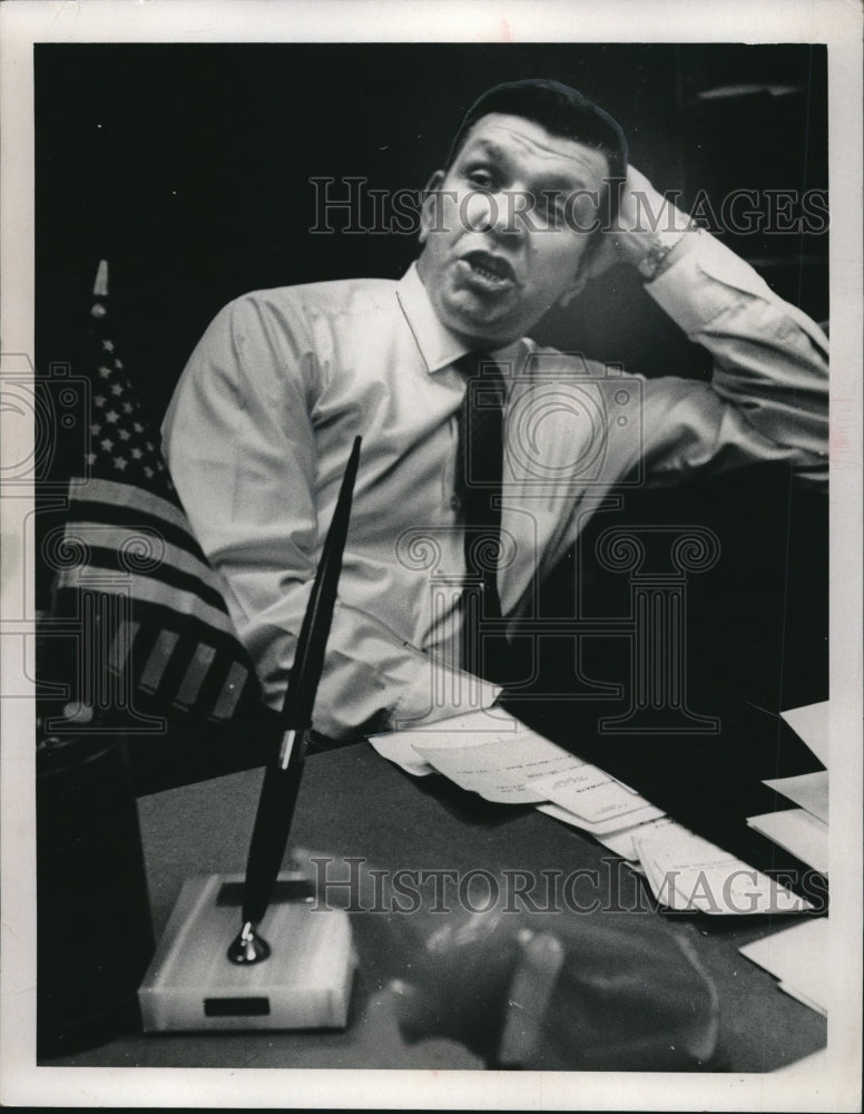 1969 Robert Hughes Rep County Chairman, interviewed in his office - Historic Images