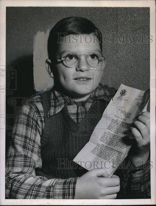 1948 Press Photo 10 yr old Raymond Bock US citizen of German decent - Historic Images
