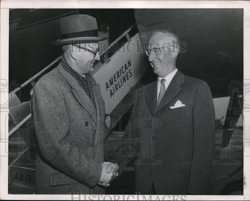 1949 Press Photo Norwegian Ambassador Halvard Lange arriving in Washington DC - Historic Images