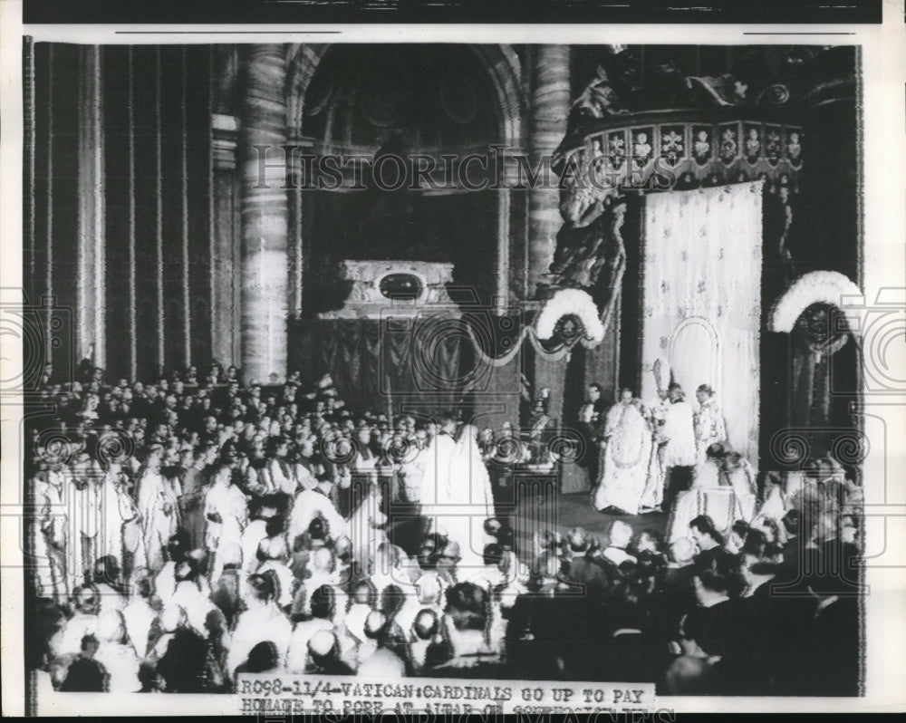 1958 Press Photo Cardinals Pay Homage To Pope In The Vatican - Historic Images