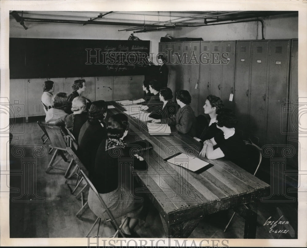 1938 Senior Stewardess Hazel Brooks Instructing Stewardess Class - Historic Images