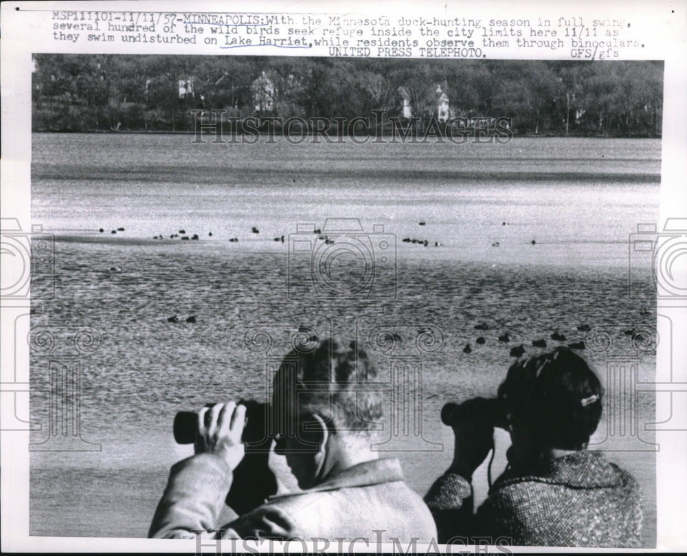 1957 Press Photo Duck season in MN - Historic Images