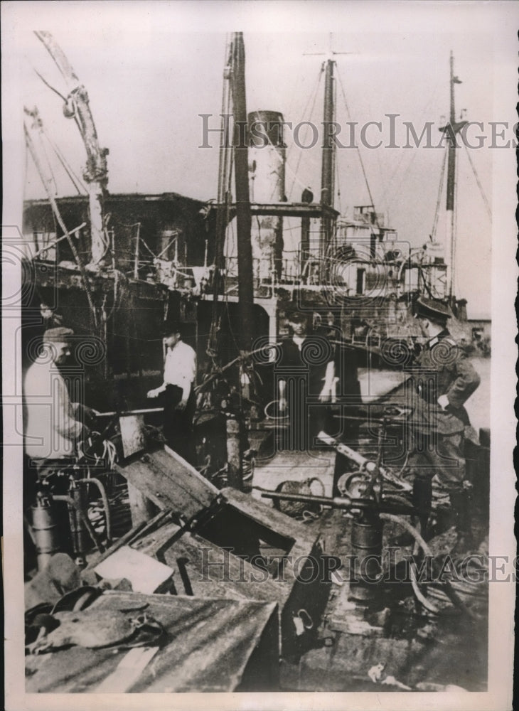 1940 Press Photo German Occupied Boats In French Harbor Attacked By British - Historic Images