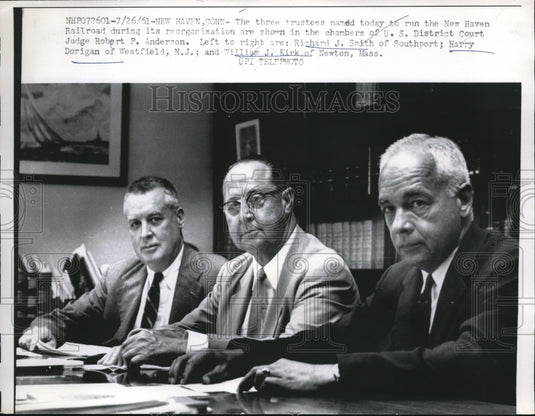 1961 Press Photo Railroad Trustees Richard Smith Harry Dorigan & William Kirk - Historic Images