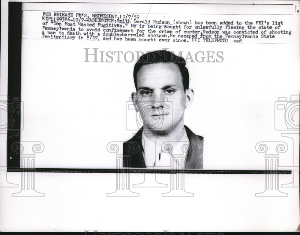 1959 Murderer Fugitive Smith Gerald Hudson - Historic Images