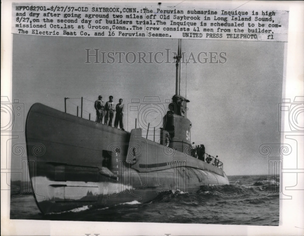 1950 The Peruvian submarine Inquique off Old Saybrook in Long Island - Historic Images