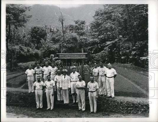 1941 Officers of French Armed Cruiser Line Little Mountain Farm - Historic Images
