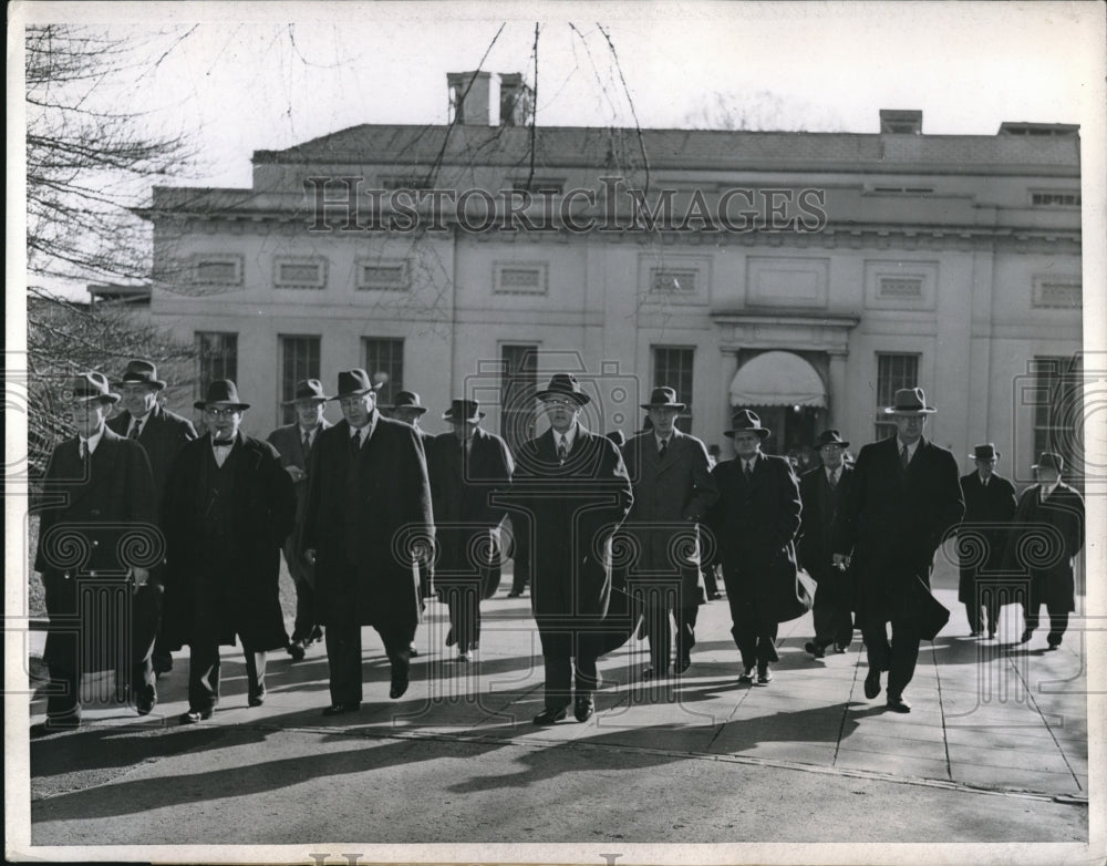 1943 Press Photo Railway Union Heads Leave Roosevelt White House During Strikes - Historic Images