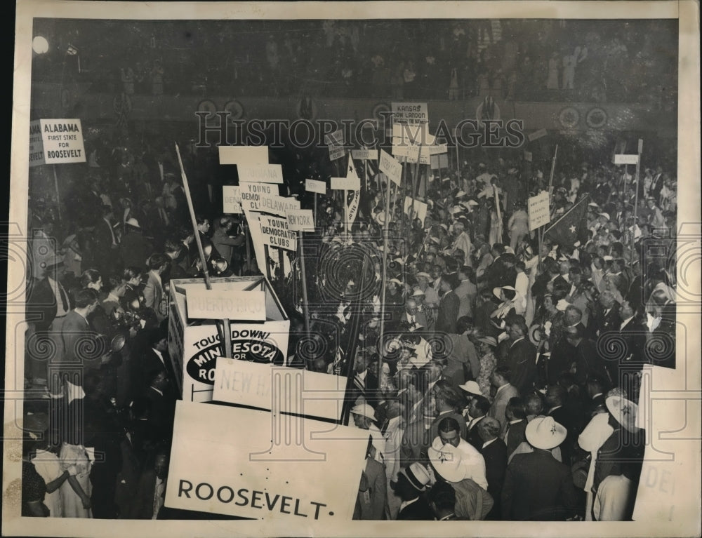 1936 Press Photo Convention Goes Wild on Franklin D. Roosevelt Nomination - Historic Images