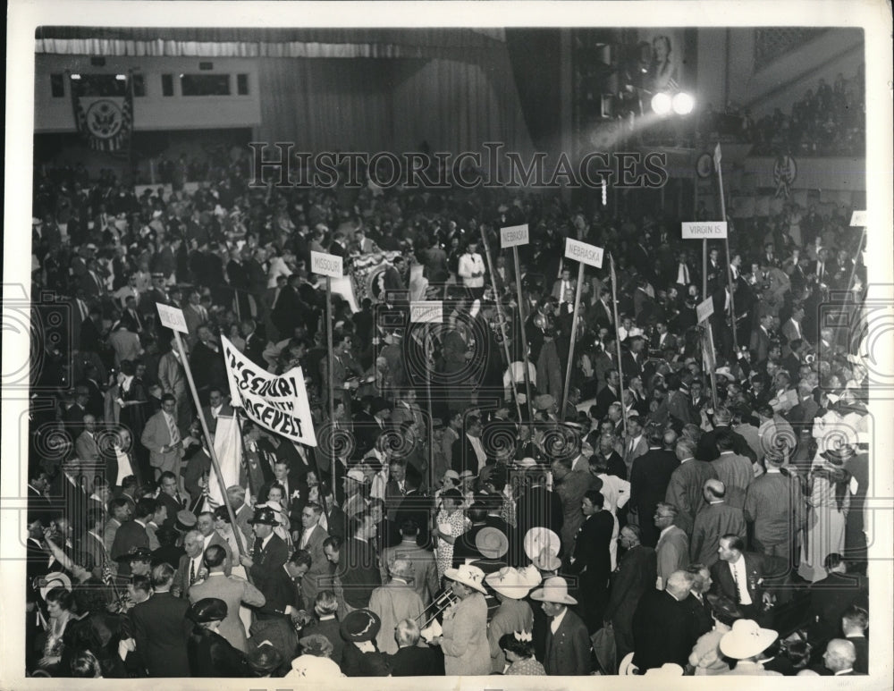 1936 Missouri Delegration Demonstrates at Democratic Convention - Historic Images